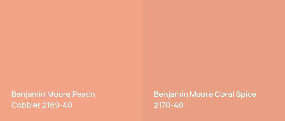 Benjamin Moore Peach Cobbler 2169-40 vs Benjamin Moore Coral Spice 2170-40