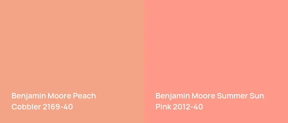 Benjamin Moore Peach Cobbler 2169-40 vs Benjamin Moore Summer Sun Pink 2012-40