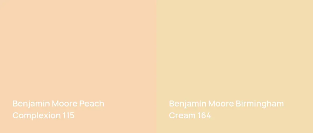 Benjamin Moore Peach Complexion 115 vs Benjamin Moore Birmingham Cream 164