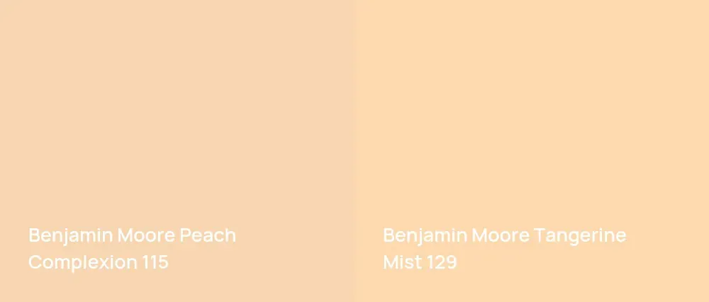 Benjamin Moore Peach Complexion 115 vs Benjamin Moore Tangerine Mist 129
