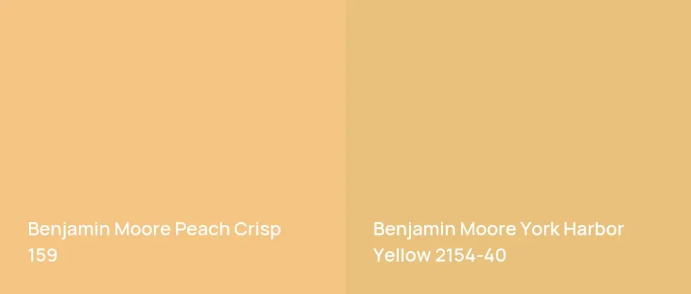 Benjamin Moore Peach Crisp 159 vs Benjamin Moore York Harbor Yellow 2154-40