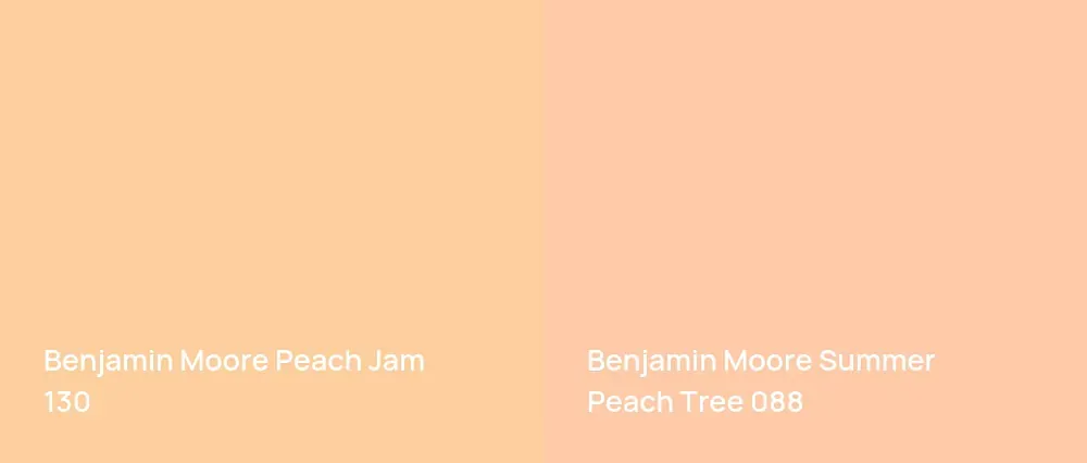 Benjamin Moore Peach Jam 130 vs Benjamin Moore Summer Peach Tree 088