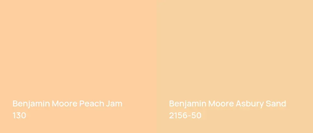 Benjamin Moore Peach Jam 130 vs Benjamin Moore Asbury Sand 2156-50