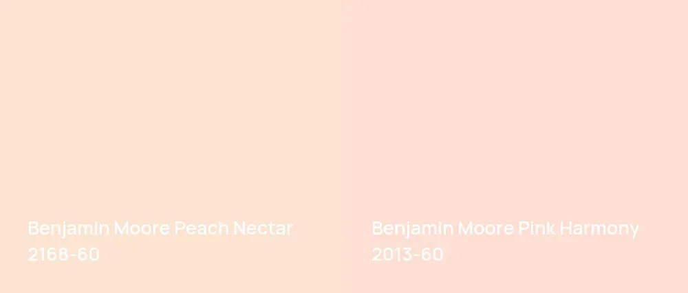 Benjamin Moore Peach Nectar 2168-60 vs Benjamin Moore Pink Harmony 2013-60