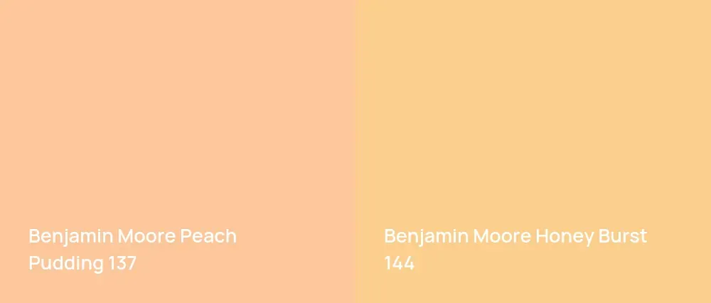Benjamin Moore Peach Pudding 137 vs Benjamin Moore Honey Burst 144