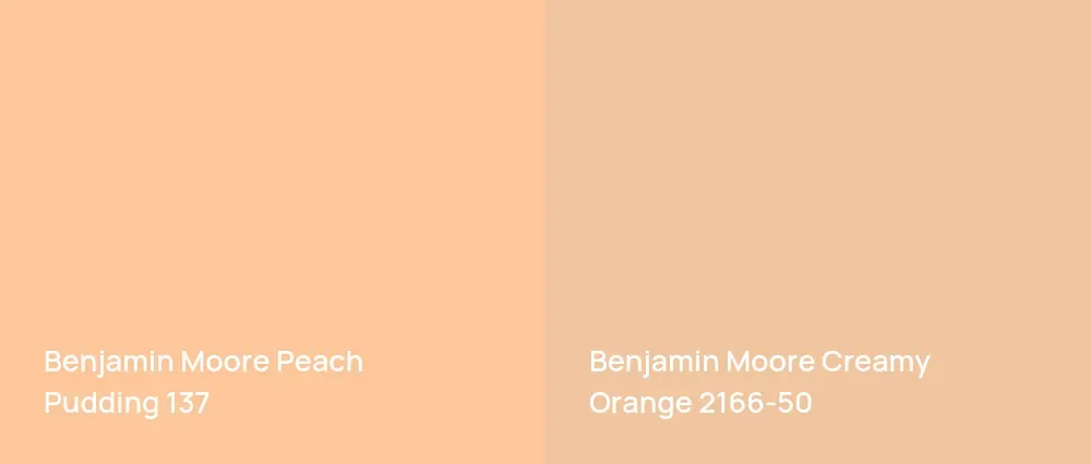 Benjamin Moore Peach Pudding 137 vs Benjamin Moore Creamy Orange 2166-50