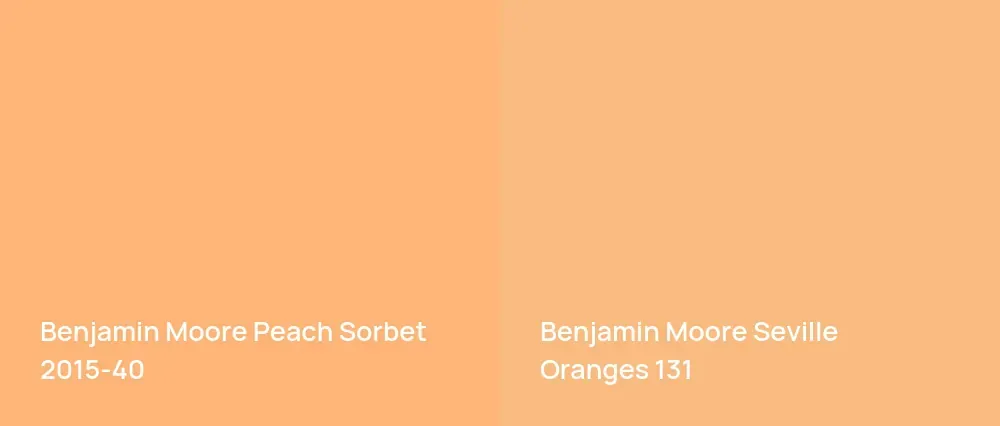 Benjamin Moore Peach Sorbet 2015-40 vs Benjamin Moore Seville Oranges 131