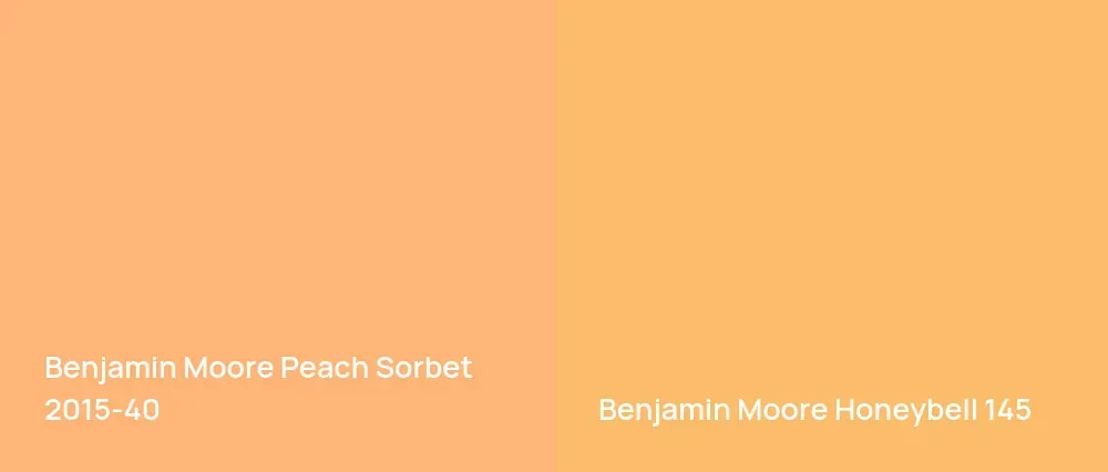 Benjamin Moore Peach Sorbet 2015-40 vs Benjamin Moore Honeybell 145
