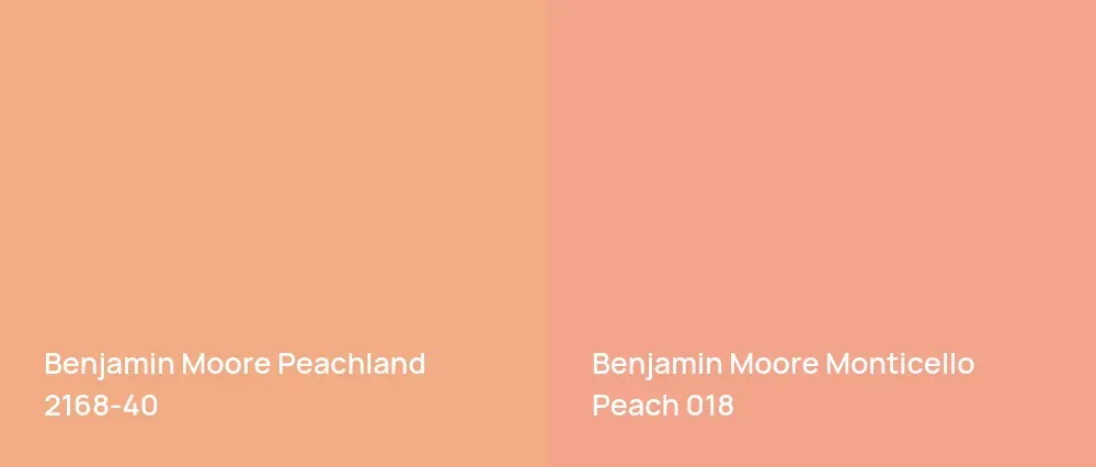 Benjamin Moore Peachland 2168-40 vs Benjamin Moore Monticello Peach 018