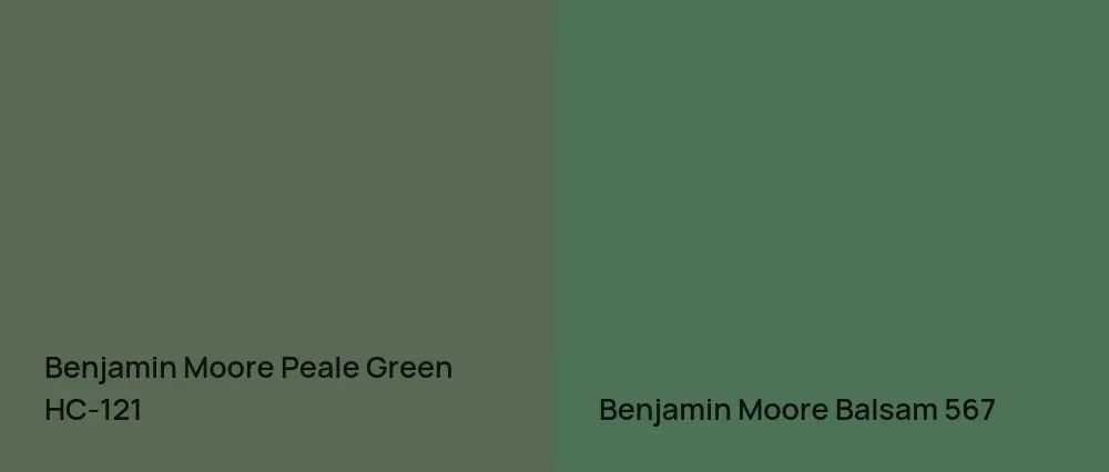 Benjamin Moore Peale Green HC-121 vs Benjamin Moore Balsam 567