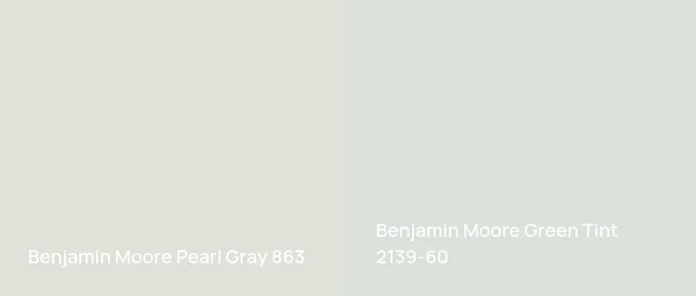 Benjamin Moore Pearl Gray 863 vs Benjamin Moore Green Tint 2139-60