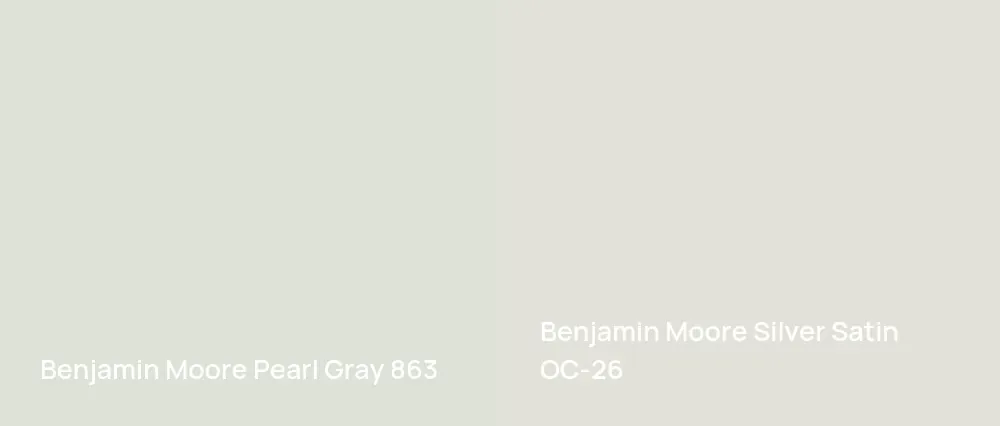 Benjamin Moore Pearl Gray 863 vs Benjamin Moore Silver Satin OC-26