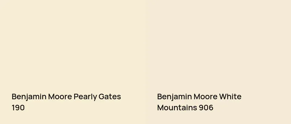 Benjamin Moore Pearly Gates 190 vs Benjamin Moore White Mountains 906