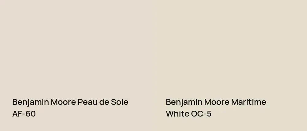 Benjamin Moore Peau de Soie AF-60 vs Benjamin Moore Maritime White OC-5