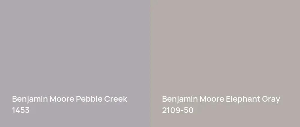 Benjamin Moore Pebble Creek 1453 vs Benjamin Moore Elephant Gray 2109-50