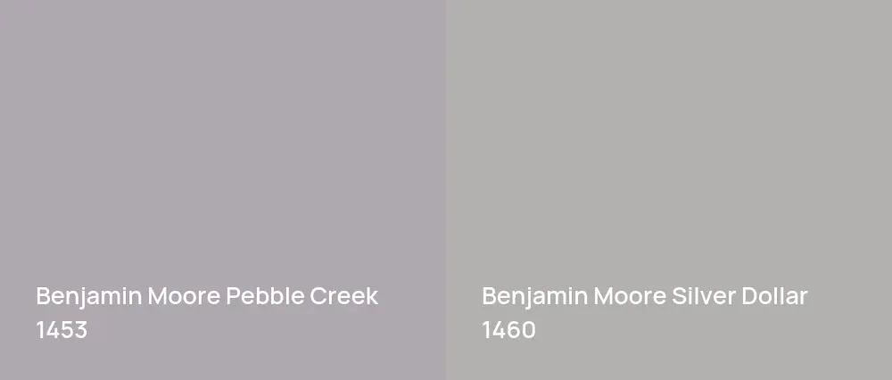 Benjamin Moore Pebble Creek 1453 vs Benjamin Moore Silver Dollar 1460