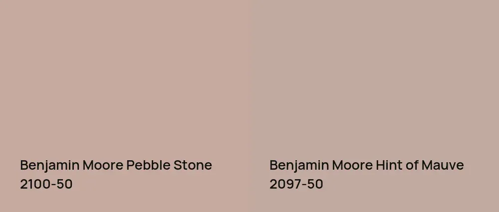 Benjamin Moore Pebble Stone 2100-50 vs Benjamin Moore Hint of Mauve 2097-50
