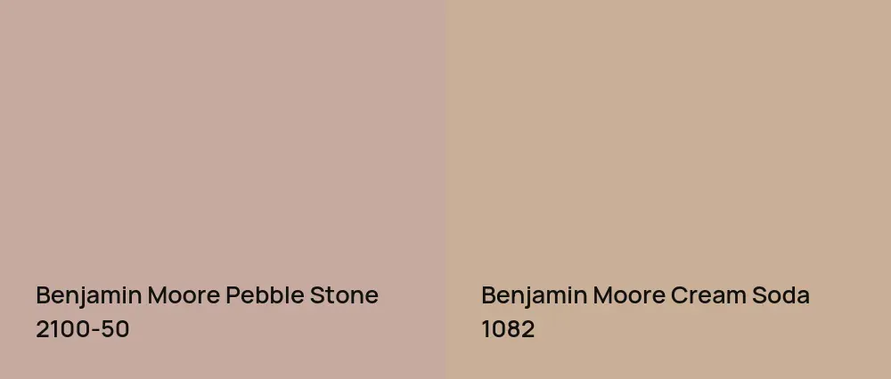 Benjamin Moore Pebble Stone 2100-50 vs Benjamin Moore Cream Soda 1082