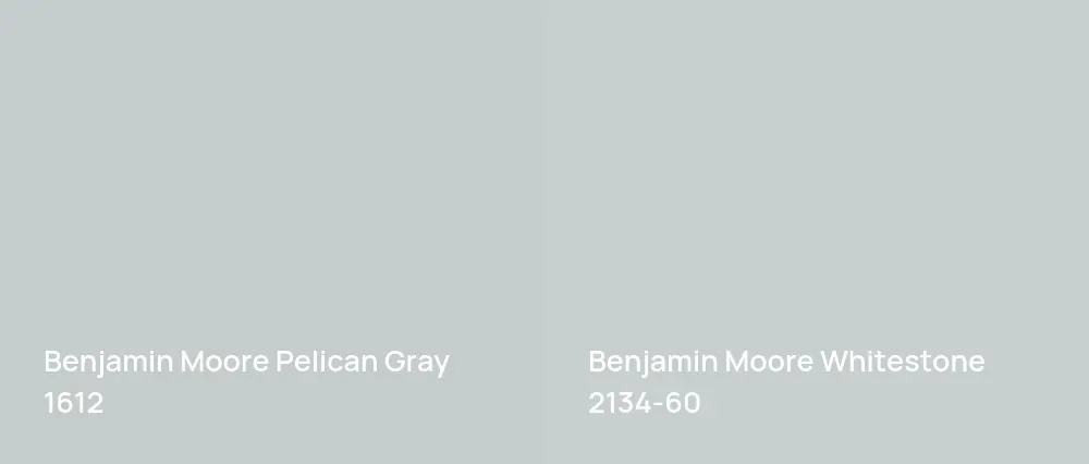Benjamin Moore Pelican Gray 1612 vs Benjamin Moore Whitestone 2134-60