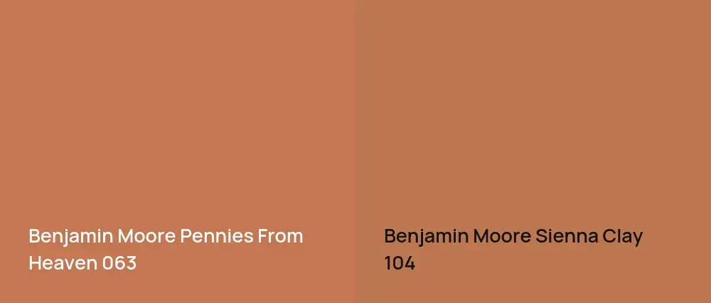 Benjamin Moore Pennies From Heaven 063 vs Benjamin Moore Sienna Clay 104