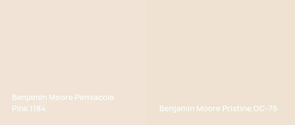 Benjamin Moore Pensacola Pink 1184 vs Benjamin Moore Pristine OC-75