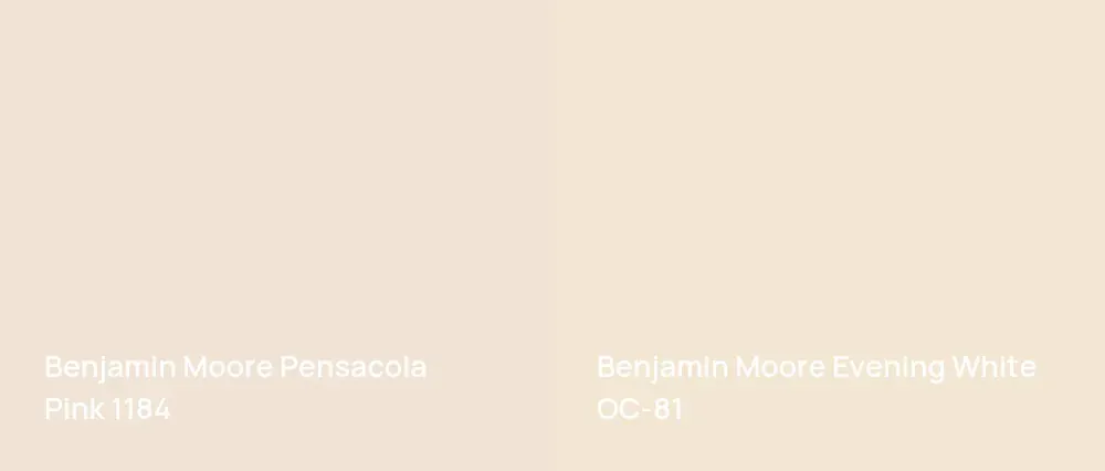 Benjamin Moore Pensacola Pink 1184 vs Benjamin Moore Evening White OC-81