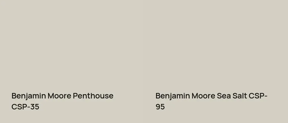 Benjamin Moore Penthouse CSP-35 vs Benjamin Moore Sea Salt CSP-95