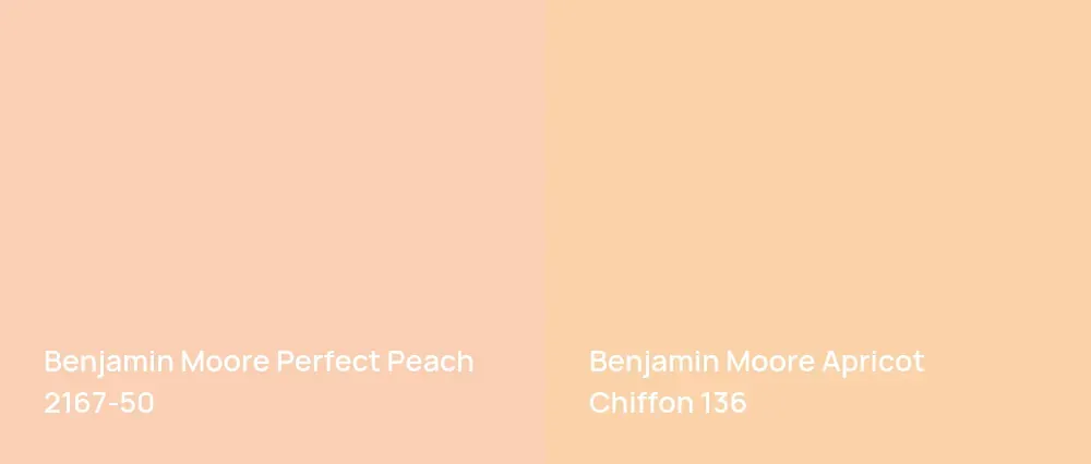 Benjamin Moore Perfect Peach 2167-50 vs Benjamin Moore Apricot Chiffon 136