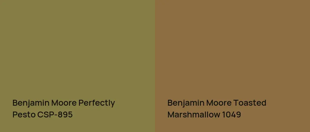 Benjamin Moore Perfectly Pesto CSP-895 vs Benjamin Moore Toasted Marshmallow 1049