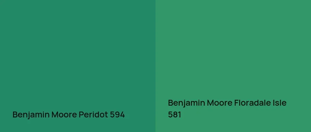 Benjamin Moore Peridot 594 vs Benjamin Moore Floradale Isle 581