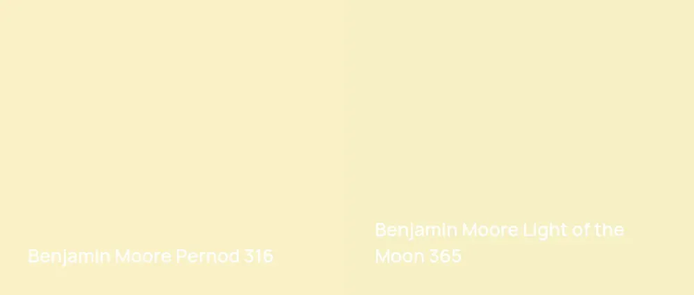Benjamin Moore Pernod 316 vs Benjamin Moore Light of the Moon 365