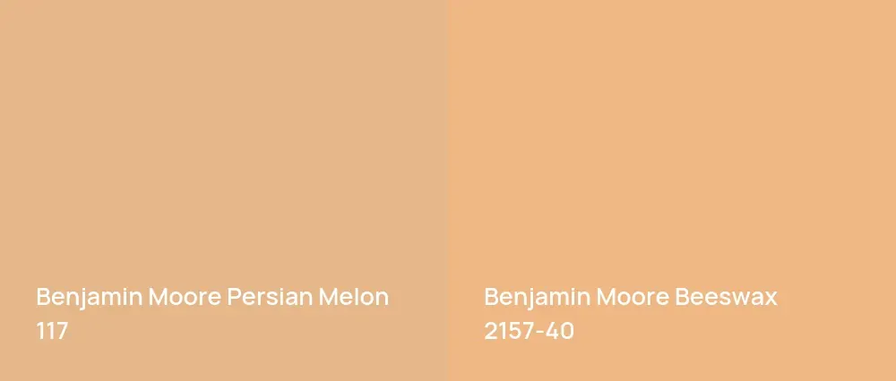 Benjamin Moore Persian Melon 117 vs Benjamin Moore Beeswax 2157-40