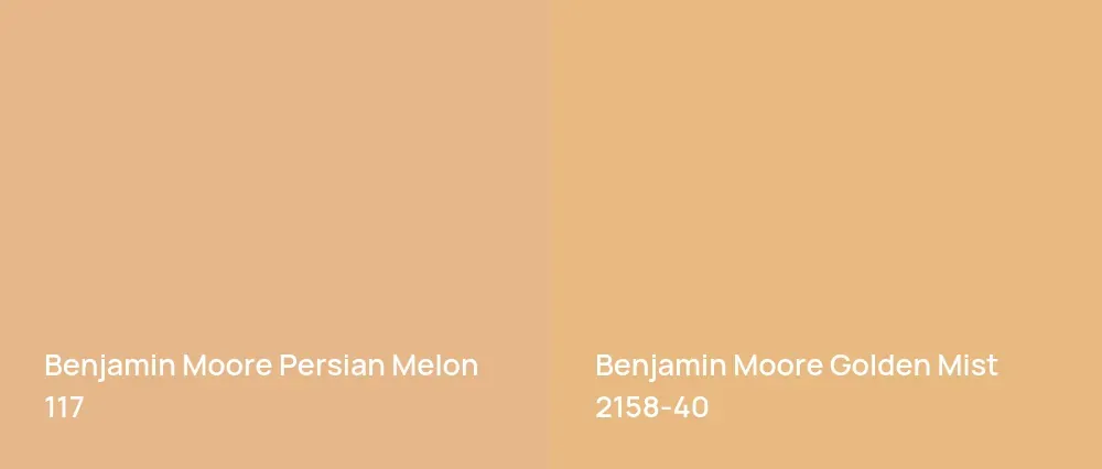 Benjamin Moore Persian Melon 117 vs Benjamin Moore Golden Mist 2158-40