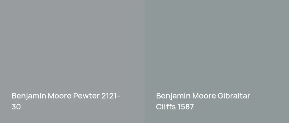 Benjamin Moore Pewter 2121-30 vs Benjamin Moore Gibraltar Cliffs 1587