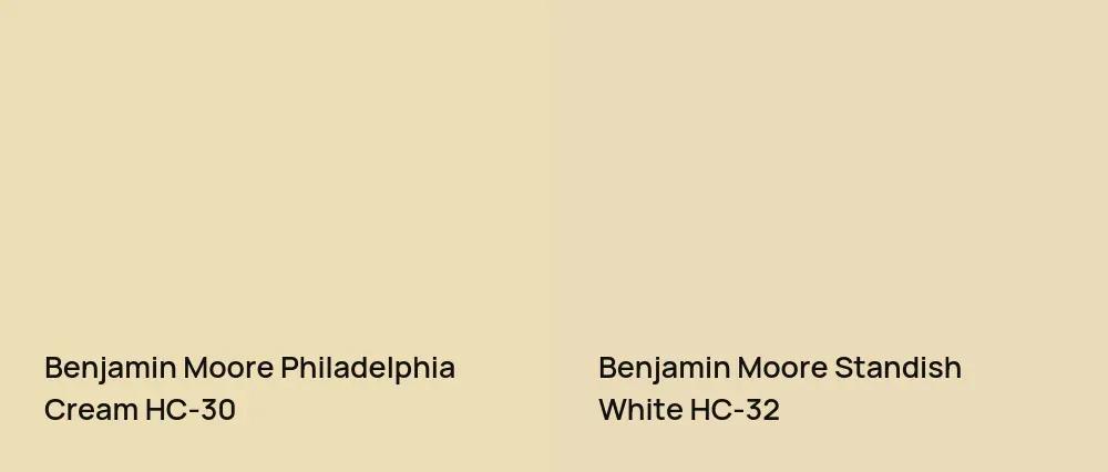 Benjamin Moore Philadelphia Cream HC-30 vs Benjamin Moore Standish White HC-32