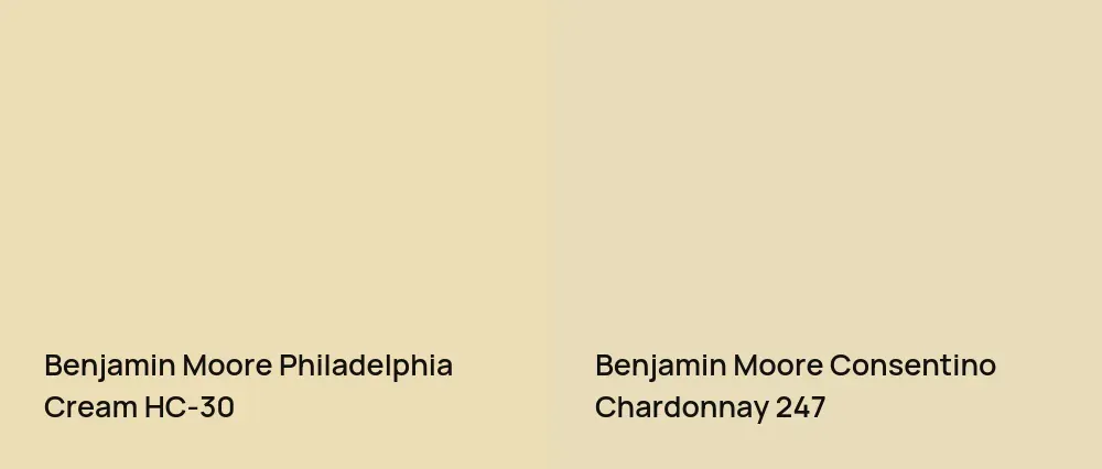 Benjamin Moore Philadelphia Cream HC-30 vs Benjamin Moore Consentino Chardonnay 247