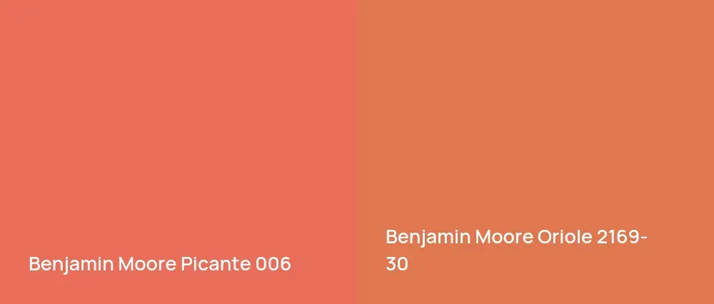 Benjamin Moore Picante 006 vs Benjamin Moore Oriole 2169-30