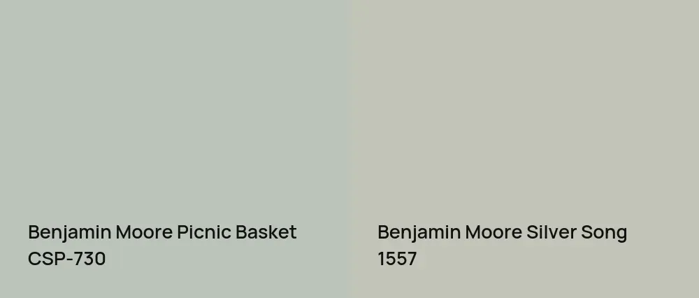 Benjamin Moore Picnic Basket CSP-730 vs Benjamin Moore Silver Song 1557