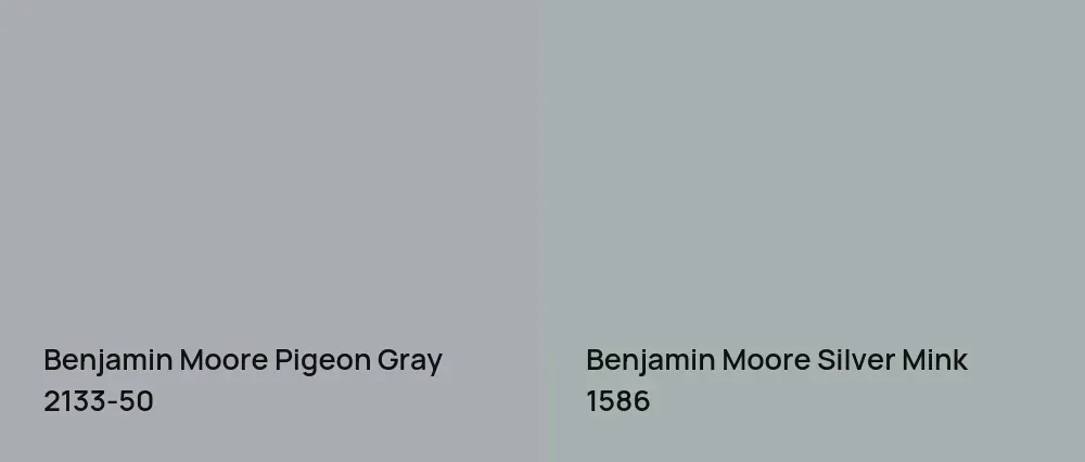Benjamin Moore Pigeon Gray 2133-50 vs Benjamin Moore Silver Mink 1586
