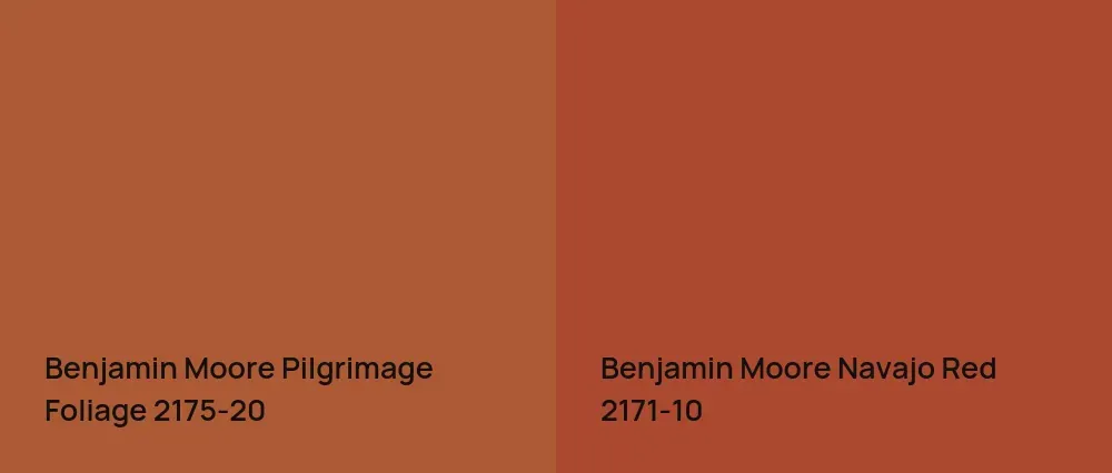 Benjamin Moore Pilgrimage Foliage 2175-20 vs Benjamin Moore Navajo Red 2171-10