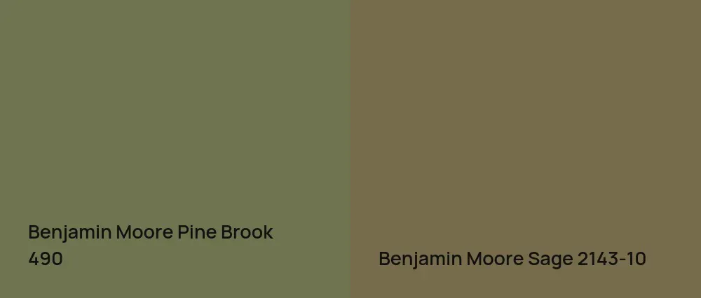 Benjamin Moore Pine Brook 490 vs Benjamin Moore Sage 2143-10