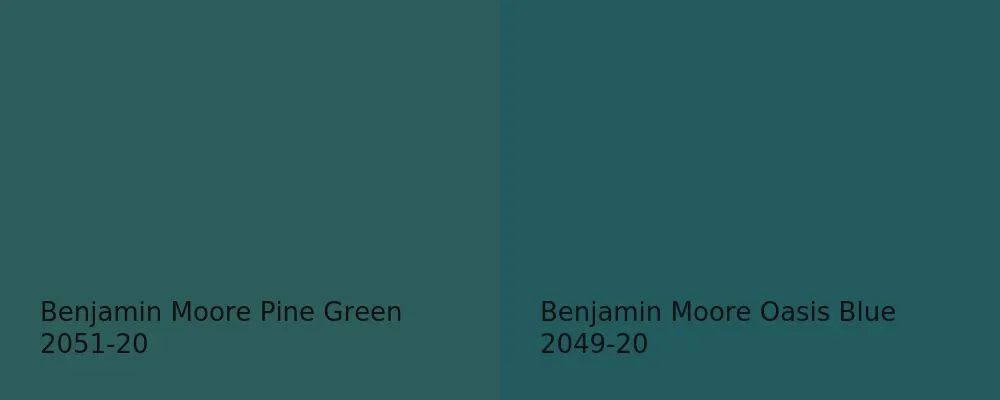 Benjamin Moore Pine Green 2051-20 vs Benjamin Moore Oasis Blue 2049-20