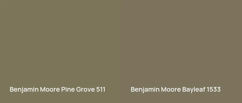 Benjamin Moore Pine Grove 511 vs Benjamin Moore Bayleaf 1533