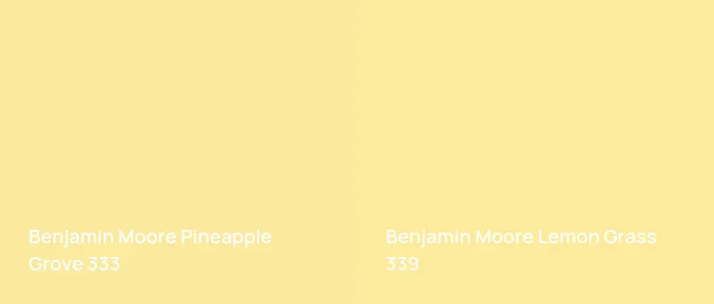 Benjamin Moore Pineapple Grove 333 vs Benjamin Moore Lemon Grass 339