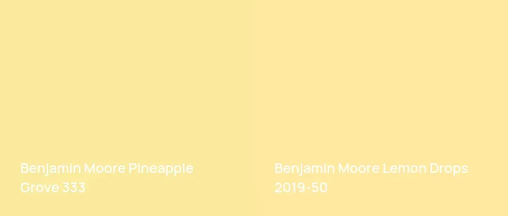 Benjamin Moore Pineapple Grove 333 vs Benjamin Moore Lemon Drops 2019-50