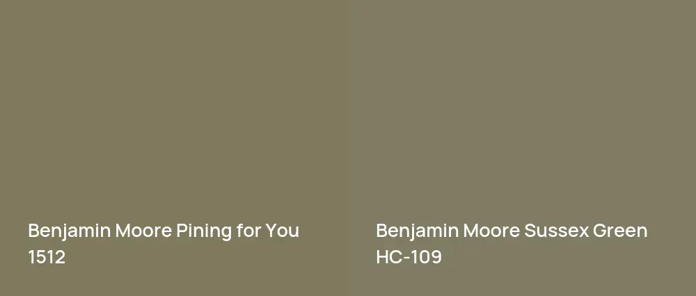 Benjamin Moore Pining for You 1512 vs Benjamin Moore Sussex Green HC-109