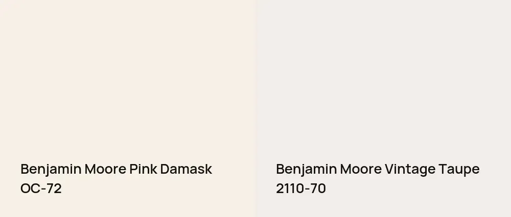 Benjamin Moore Pink Damask OC-72 vs Benjamin Moore Vintage Taupe 2110-70
