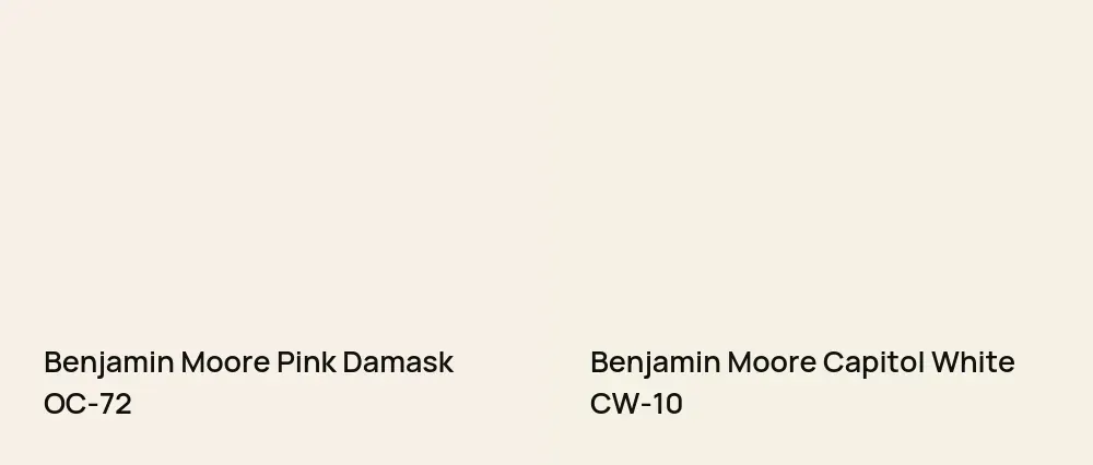 Benjamin Moore Pink Damask OC-72 vs Benjamin Moore Capitol White CW-10