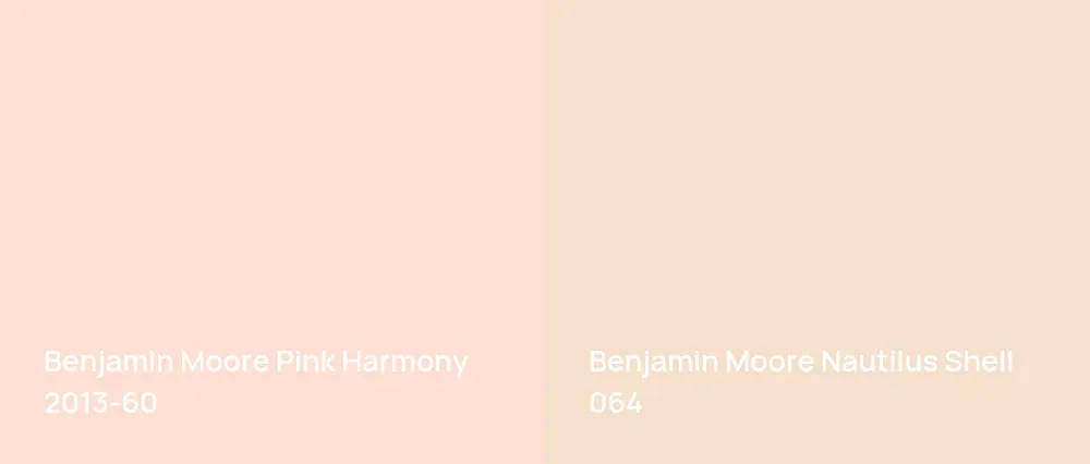 Benjamin Moore Pink Harmony 2013-60 vs Benjamin Moore Nautilus Shell 064