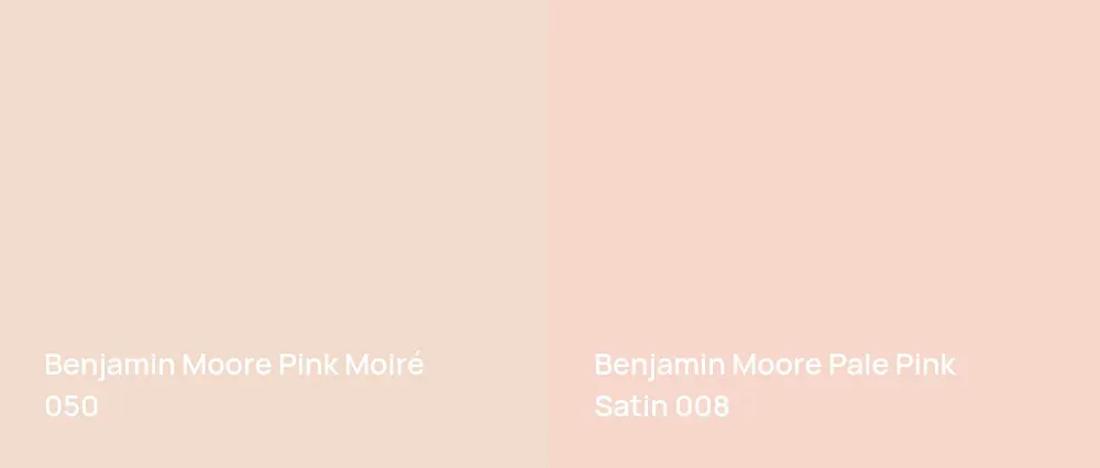 Benjamin Moore Pink Moiré 050 vs Benjamin Moore Pale Pink Satin 008